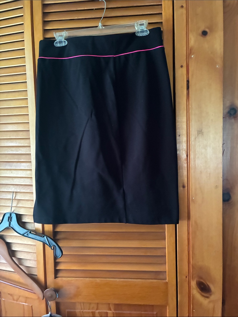 Karl Lagerfeld Black Pencil Skirt with Pink Piping and Branded Side Tape - Picture 2 of 4